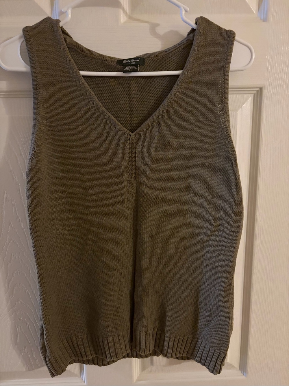 Eddie Bauer Olive V-Neck Knit Tank
